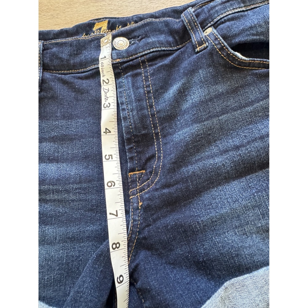 7 For All Mankind Women Dark Wash Cuffed Denim Jean Shorts Size 29 Indigo - Picture 7 of 8